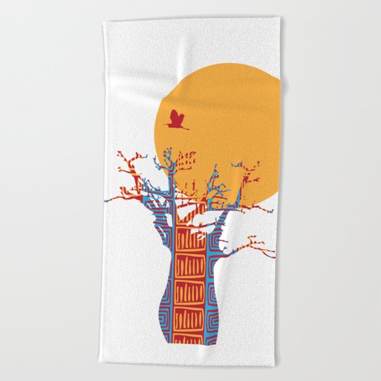 African Baobab tree of life at Sunset Beach Towel