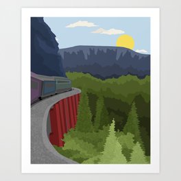 Mountainside Train Art Print