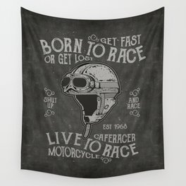 Born to Race Motorcycle Vintage Chalkboard Poster Wall Tapestry