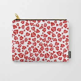 Valentine Leopard Pattern in Red and White Carry-All Pouch | Digital, Pattern, Leopard, Sweetheart, Leopardpattern, Love, Valentineday, Pop Art, Heartpattern, Valentines 