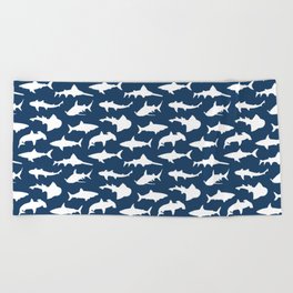 Sharks on Regal Blue Beach Towel