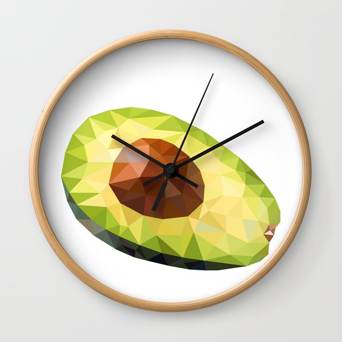 Low Polygon Avocado Wall Clock