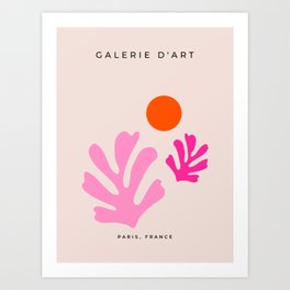 Abstract Leaves Pink And Orange Preppy Modern Cut Outs Art Print