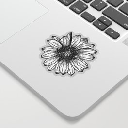 Golden Daisy - Floral Line Drawing Sticker