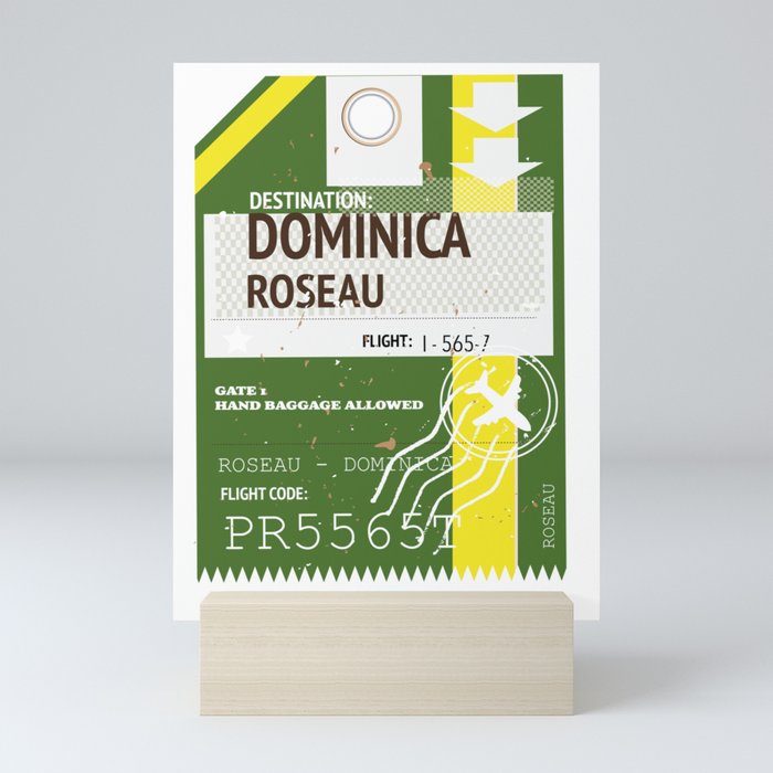 Dominica Roseau vintage travel ticket Mini Art Print
