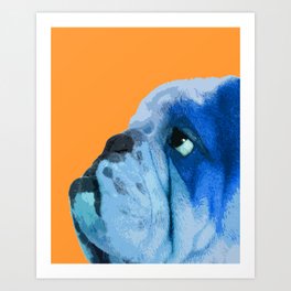 English bulldog portrait. Yellow pop art. Art Print