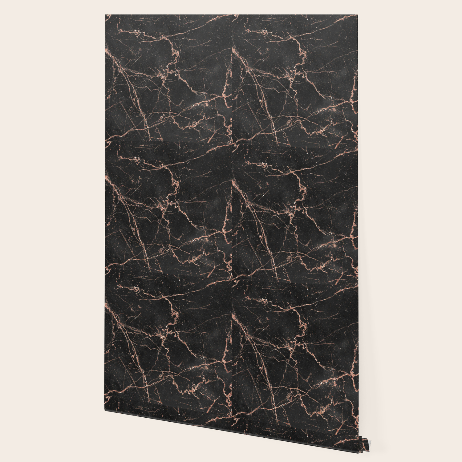 Elegant Black Rose Gold Glitter Chic Marble Wallpaper