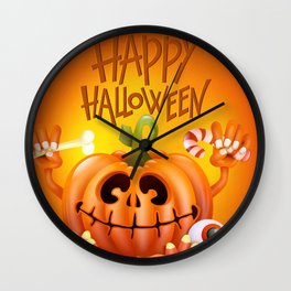 Happy Halloween Cannibal Jack O Lantern Pumpkinhead Ultra HD Wall Clock