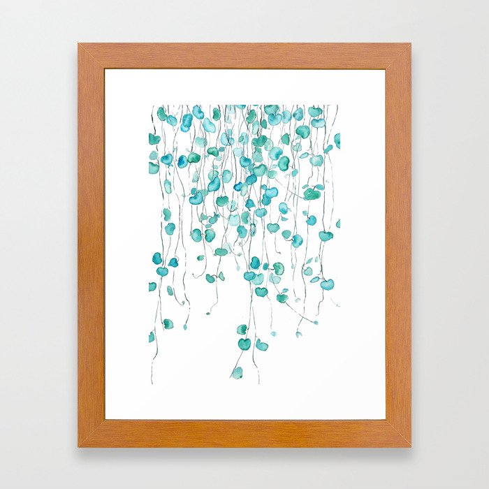 string of hearts watercolor Framed Art Print