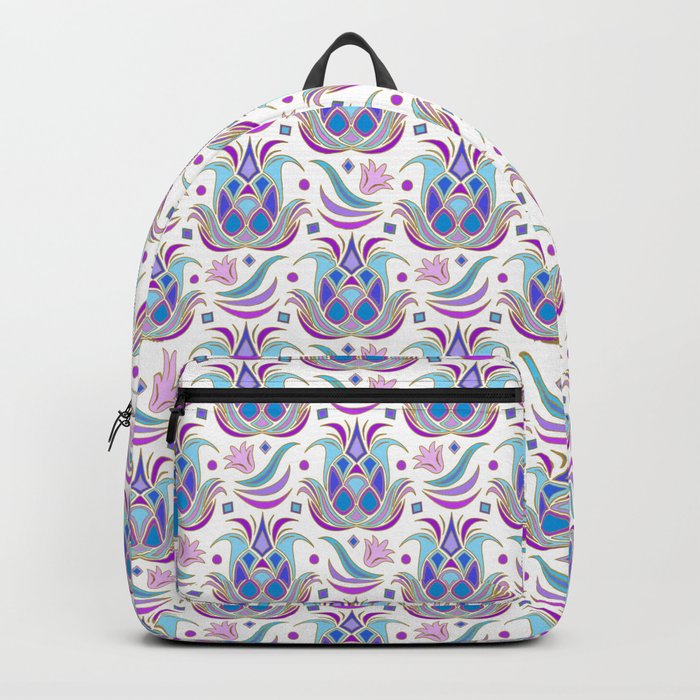 Luxe Pineapple // Peacock on White Backpack