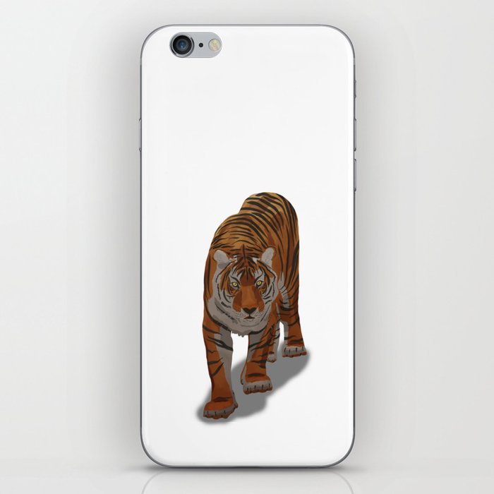 brown tiger walking from the front, digital painting iPhone Skin