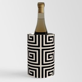 Greek Key Pattern 123 Black and Linen White Wine Chiller