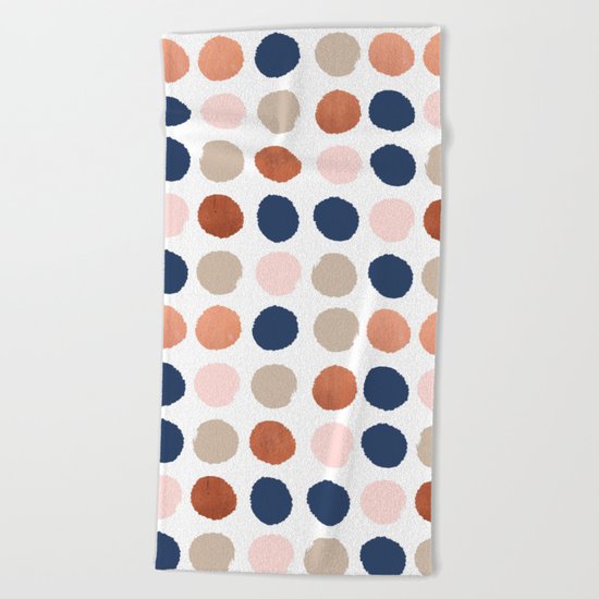 Rose Gold navy copper sparkle modern dots polka dots rosegold trendy pattern cell phone accessories Beach Towel