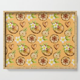 Christmas Pattern Watercolor Wooden Floral Flower Serving Tray