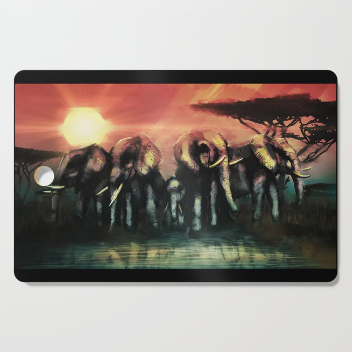 Wild elephants Cutting Board