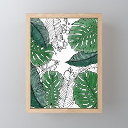 Tropical banana and leaves Framed Mini Art Print