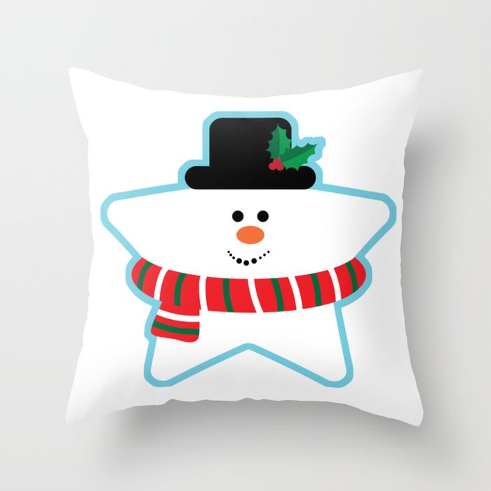 Snowman star Throw Pillow