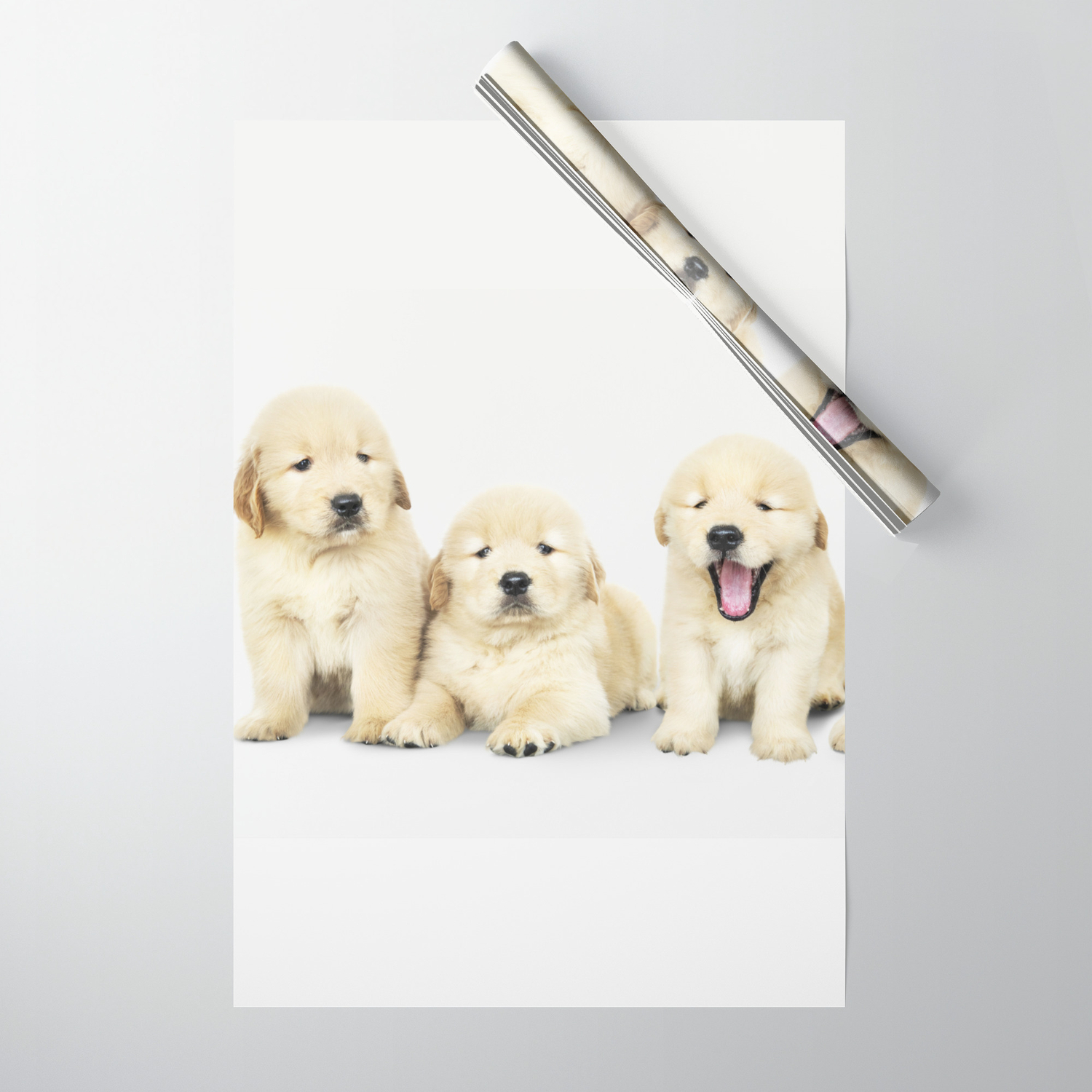 Portrait Of Golden Retriever Puppies Wrapping Paper By Lovedesign07 Society6