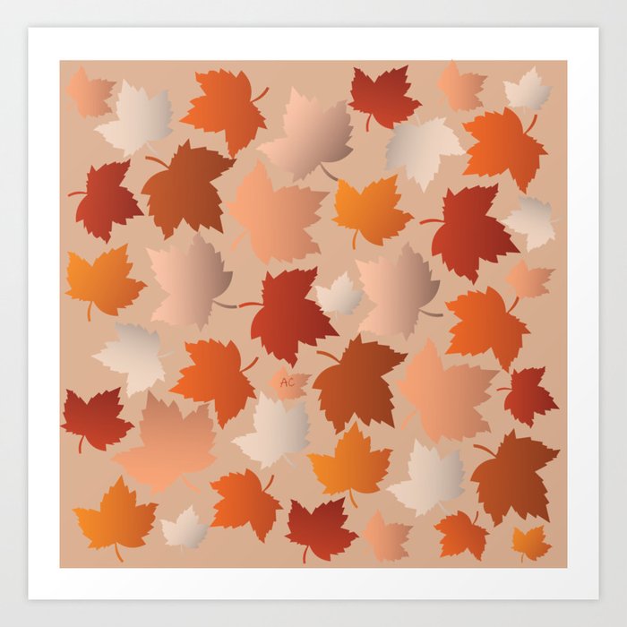 Pretty Autumn Leaves Pattern Art Print