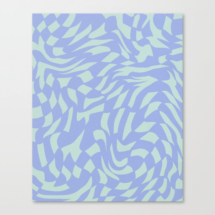 Blue swirl groovy checker Canvas Print