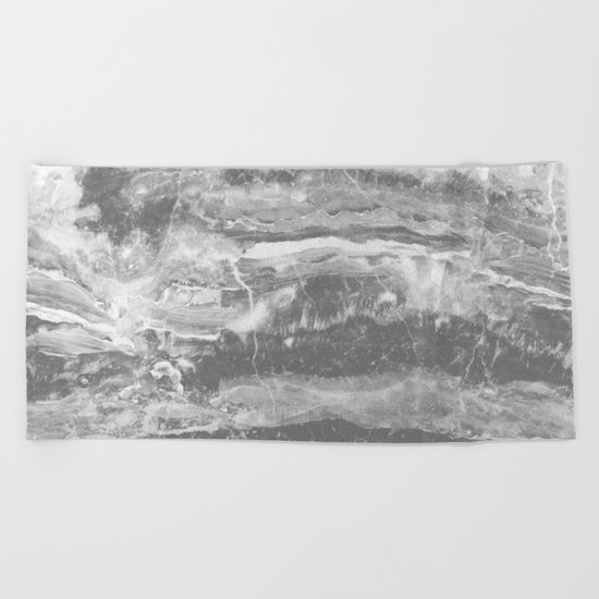 Real Gray Marble Beach Towel