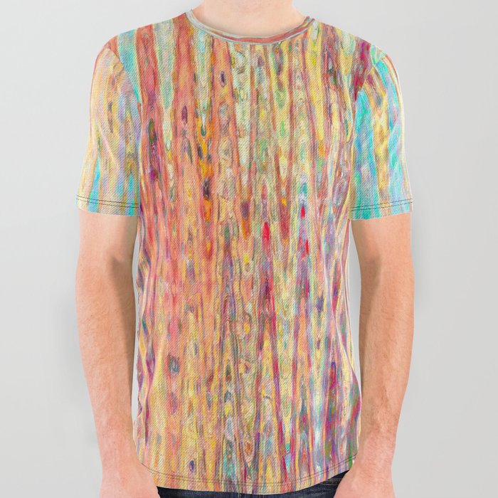 Neon Bright Abstract Zigzag Art All Over Graphic Tee