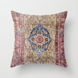 Antique Silk Kashan Persian Rug Print Throw Pillow