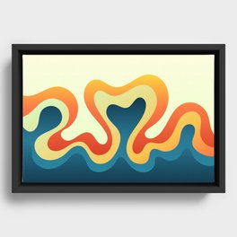 Vibrant Retro Minimalist Waves Framed Canvas