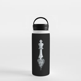 Farewell to the Pale King / 3D render of chess king breaking apart Water Bottle