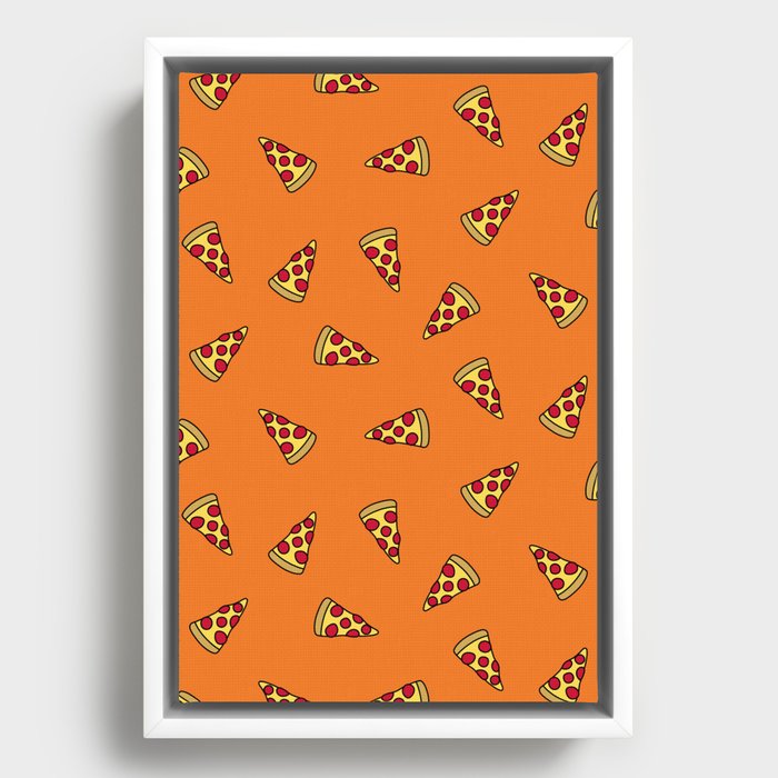 Pizza Slice Pattern (orange) Framed Canvas