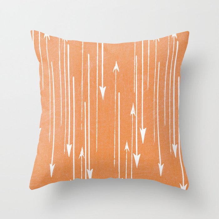 Mud Cloth Arrows Desert Orange Throw Pillow