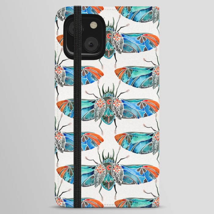 Ornamental Scarab – Turquoise & Coral iPhone Wallet Case