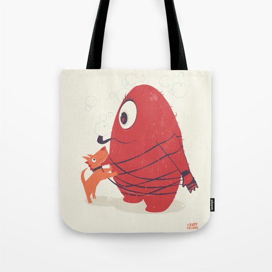 Cyclopes Monster Blob & Orange Dog Tote Bag