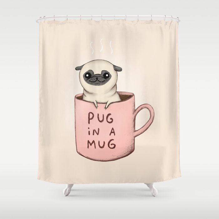 Pug in a Mug Shower Curtain