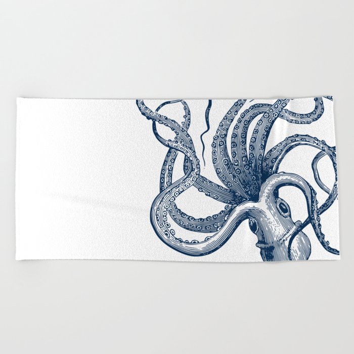 Octopus Navy Beach Towel
