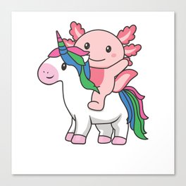 Polysexual Flag Pride Lgbtq Axolotl On Unicorn Canvas Print