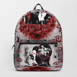Dark Vampirella Backpack | Illustration, Roses, Red, Cutespooky, Femmefatale, Dark, Tattoo, Digital, Surreal, Woman 