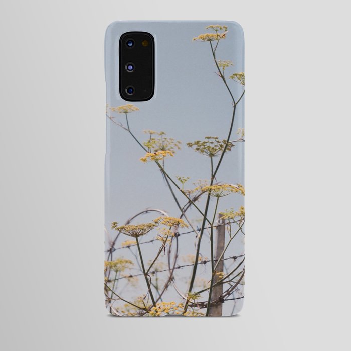 Yellow Flowers on Barbed Wire Android Case