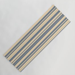 [ Thumbnail: Tan and Slate Gray Colored Stripes Pattern Yoga Mat ]