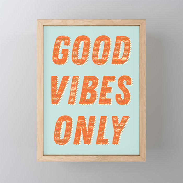 Good Vibes | Aqua and Orange Framed Mini Art Print