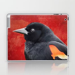 Red-winged Blackbird Bird Painting, Red and Black Laptop & iPad Skin