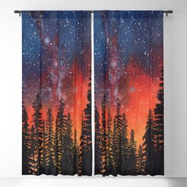 Colorful night sky and pine forest Blackout Curtain