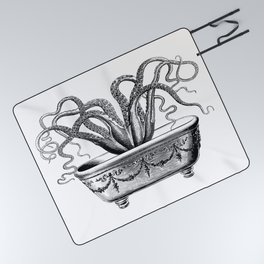 Tentacles in the Tub | Octopus in Bath | Vintage Octopus | Black and White | Picnic Blanket