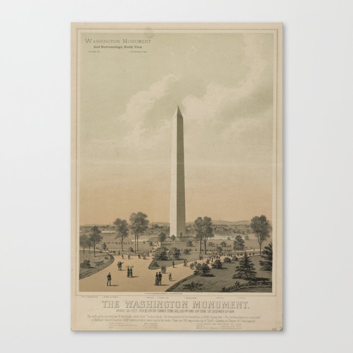 Vintage Washington Monument Illustration (1886) Canvas Print