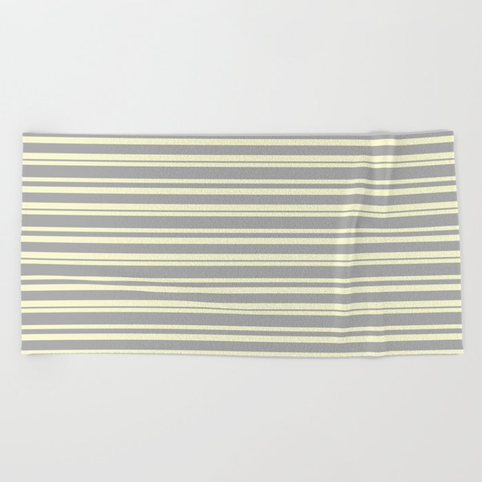 Light Yellow & Dark Grey Colored Pattern of Stripes Beach Towel