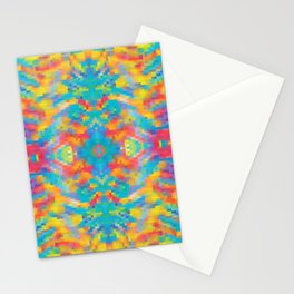 Color Madness - Ethnic Colorful Pixel Pattern Stationery Card