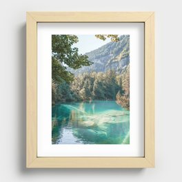 Blue Lake In Switzerland Photo | Mountain Landscape In Europe | Blausee Outdoor Travel Photography Recessed Framed Print