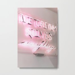 Ice Cream Solves Everything Metal Print | Adventure, Landscape, Illustration, Painting, Nature, Color, Vintage, Graphicdesign, Neon, Summer 