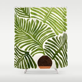 Summer Fern Simple Modern Watercolor Shower Curtain