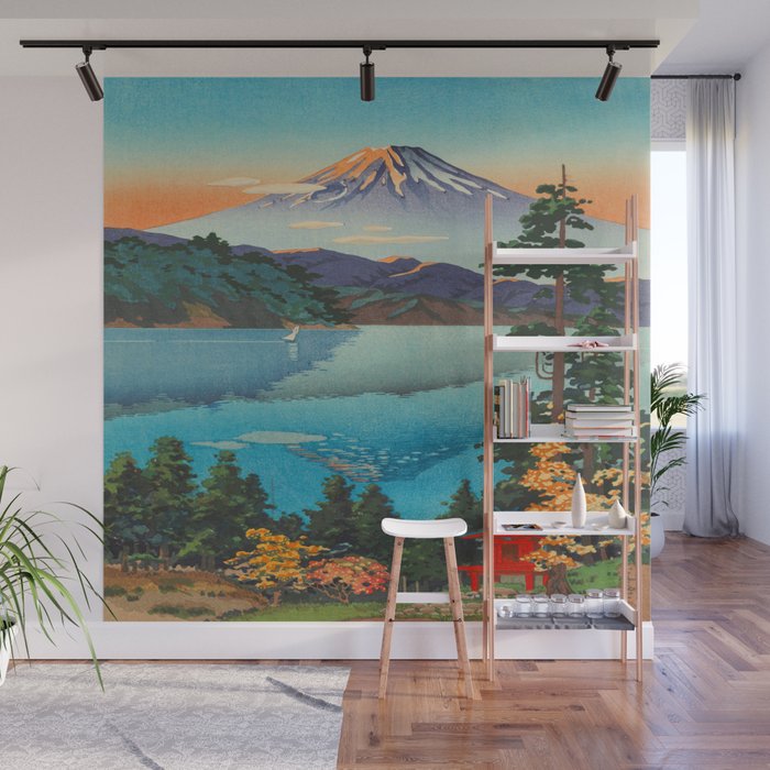 Tsuchiya Koitsu Vintage Japanese Woodblock Print Fall Autumn Mount Fuji Wall Mural By Enshape Society6